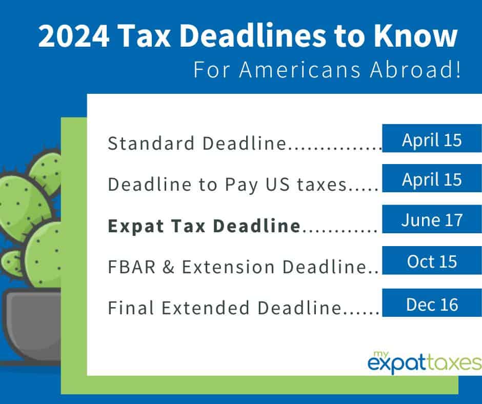 Infographic with the 2024 us tax deadlines