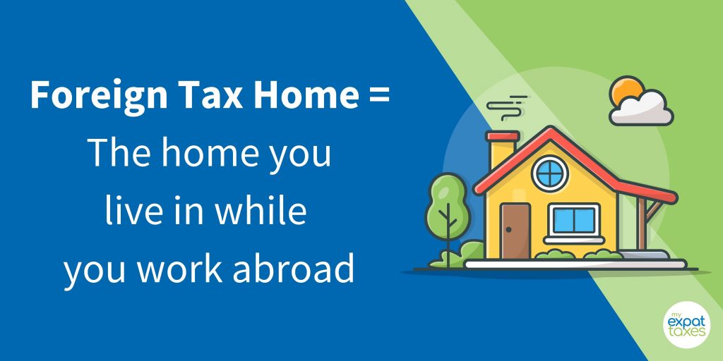 Infographic: Foreign Tax Home = the home you live in while you work abroad. Important for the foreign tax exclusion.