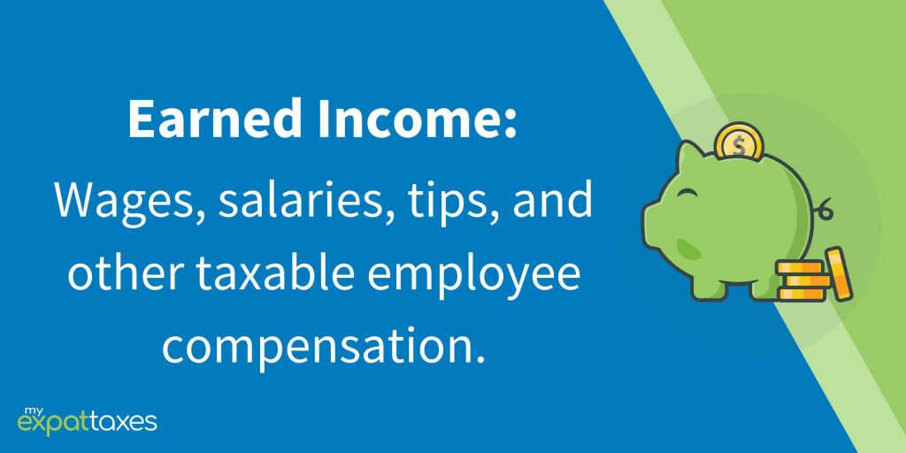 Infographic stating what earned income is. 