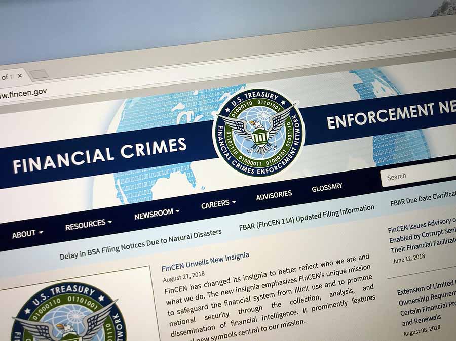 Computer window open to the FinCEN homepage. Where you can file FinCEN form 114.