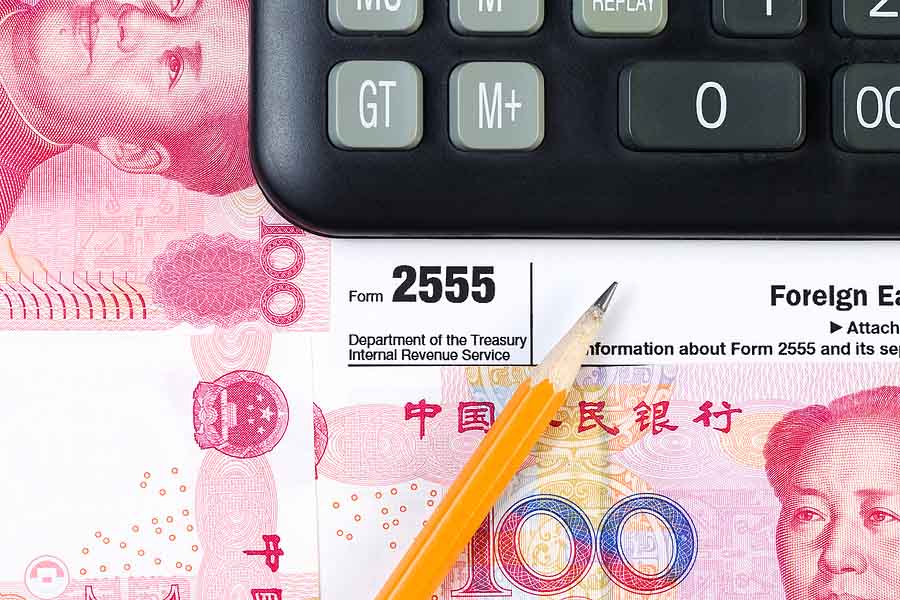 Form 2555 (foreign earned income exclusion)- the FEIE along with Chinese currency