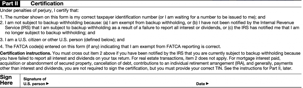Part 2 w-9 form - Certification