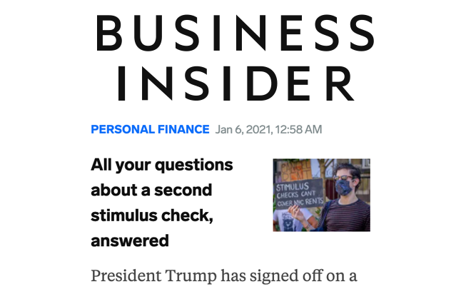 Business Insider | All your questions about a second stimulus check, answered