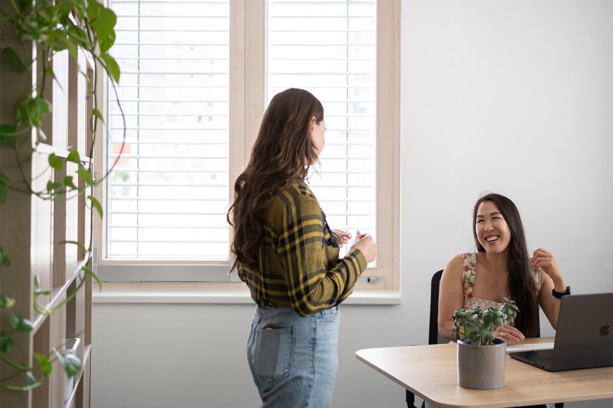 Two women in the MyExpatTaxes office