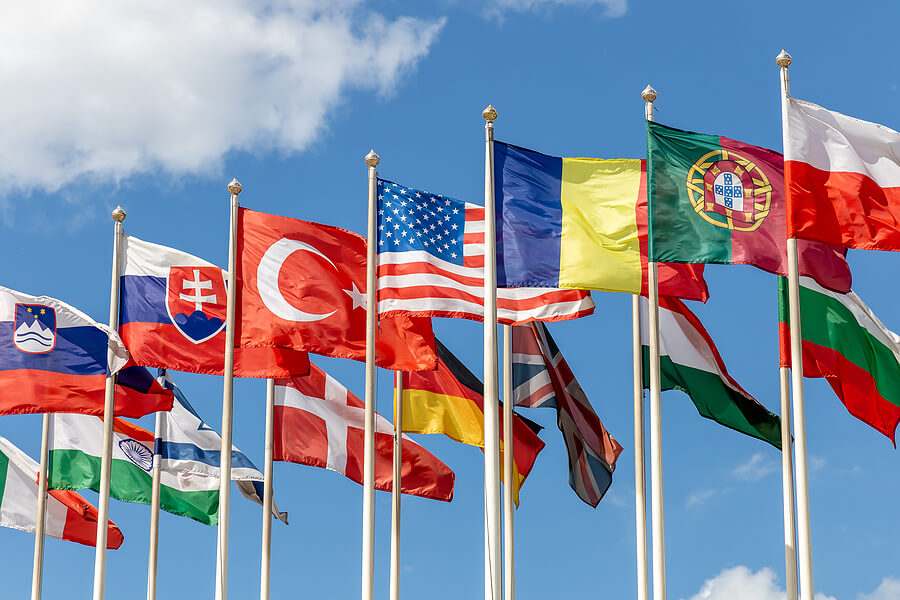 Photo of several different country flags to symbolize the totalization agreements for US expats.